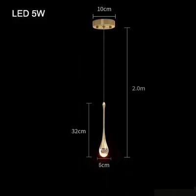 Modern Luxury Crystal Pendant Lamps Bedside Hanging Lighting for Living Room Kitchen Bedroom Ceiling Chandelier Home Decor