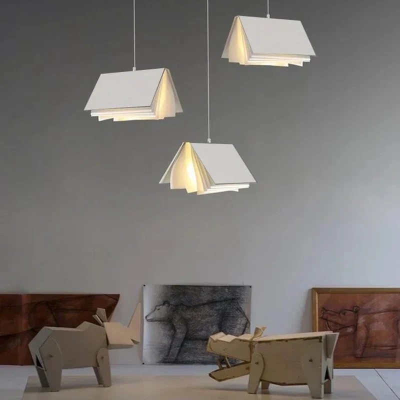 Modern Minimalism Personalized Nordic Book Shape Chandelier Living Study office Room Decor Led Lights Indoor Lighting Fixtures