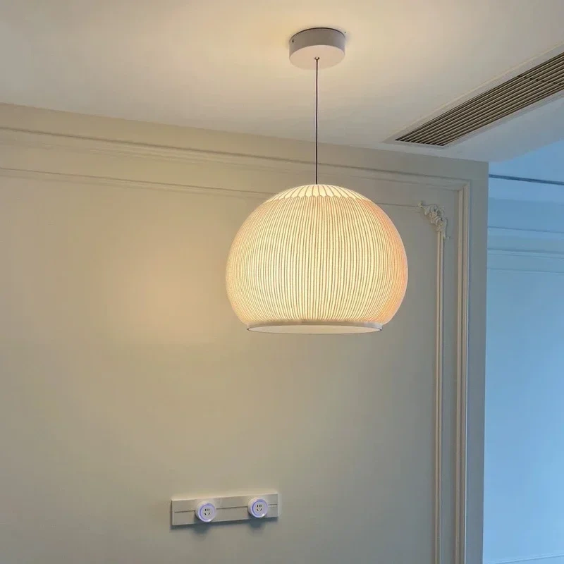 Modern Spanish Designer Knitted Fabric Pendant Lamp Cocoon Shaped Wabi Sabi Bedroom Bedside Living Room Desk Light Home Decor