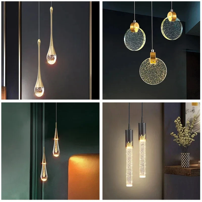 Modern Luxury Crystal Pendant Lamps Bedside Hanging Lighting for Living Room Kitchen Bedroom Ceiling Chandelier Home Decor
