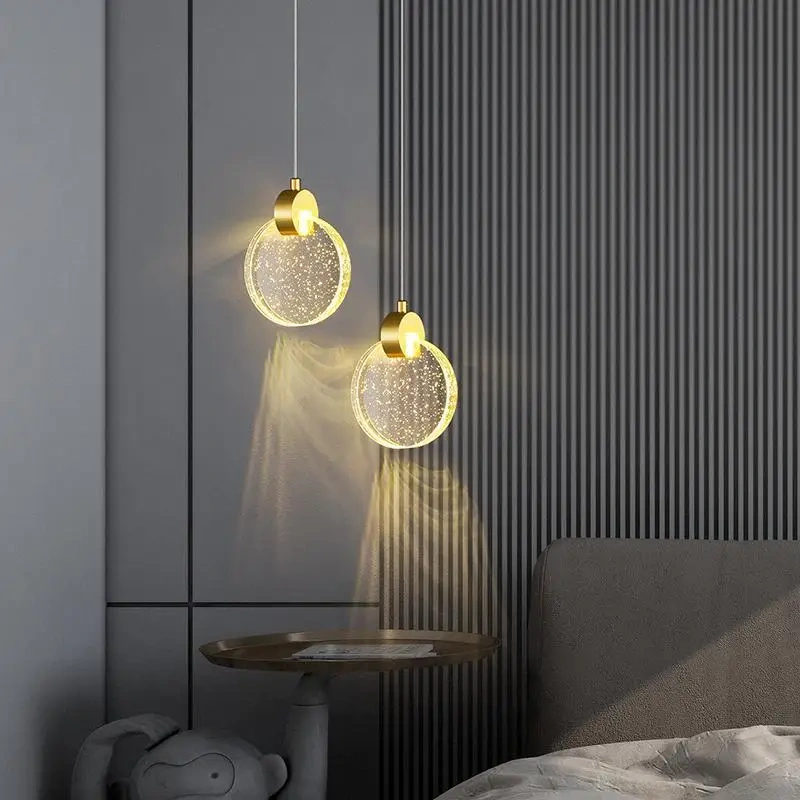 Modern Luxury Crystal Pendant Lamps Bedside Hanging Lighting for Living Room Kitchen Bedroom Ceiling Chandelier Home Decor