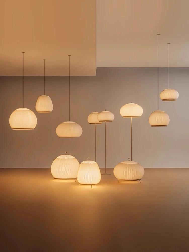 Modern Spanish Designer Knitted Fabric Pendant Lamp Cocoon Shaped Wabi Sabi Bedroom Bedside Living Room Desk Light Home Decor