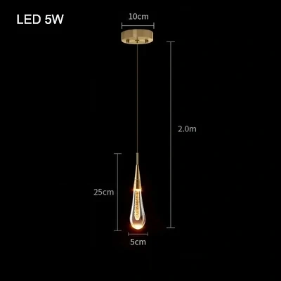 Modern Luxury Crystal Pendant Lamps Bedside Hanging Lighting for Living Room Kitchen Bedroom Ceiling Chandelier Home Decor