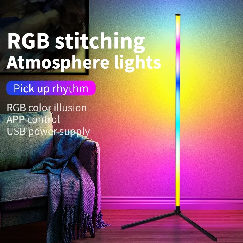 155CM RGB Dream Color Floor Lamp with Music Sync Modern 16 Million Color Changing Standing Mood Light For Bedroom Living Room
