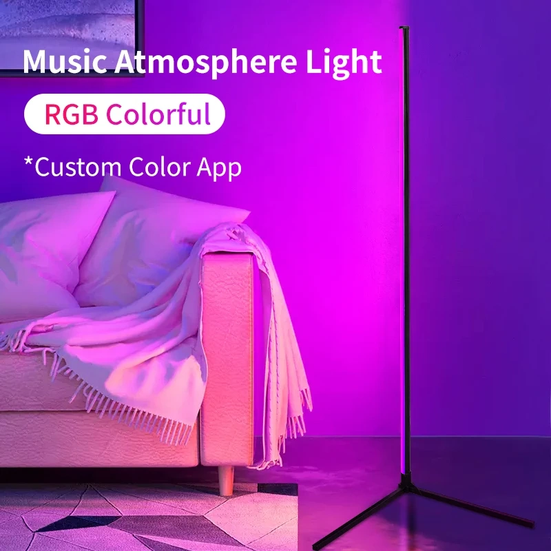 155CM RGB Dream Color Floor Lamp with Music Sync Modern 16 Million Color Changing Standing Mood Light For Bedroom Living Room