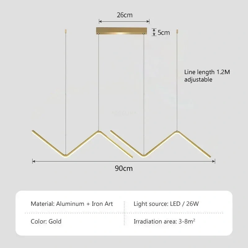 Modern LED Pendant Lights Home Decor 90cm 2 Head Fixtures Living Room Lighting Lustre Hotel Bar Study Bedroom Indoor Lamps