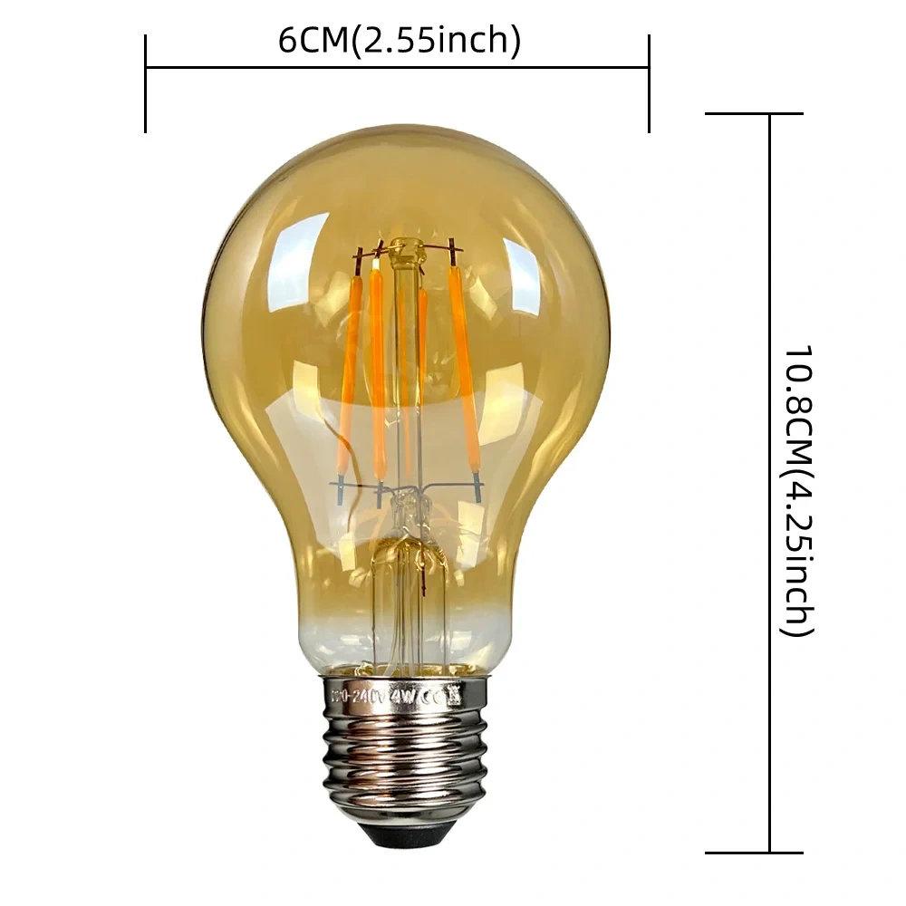 1PC Edison Retro LED Bulb, E27 Antique LED Filament Lamp 4W Decorative Bulb Amber Glass Antique Lamp 2700K NON Dimmable