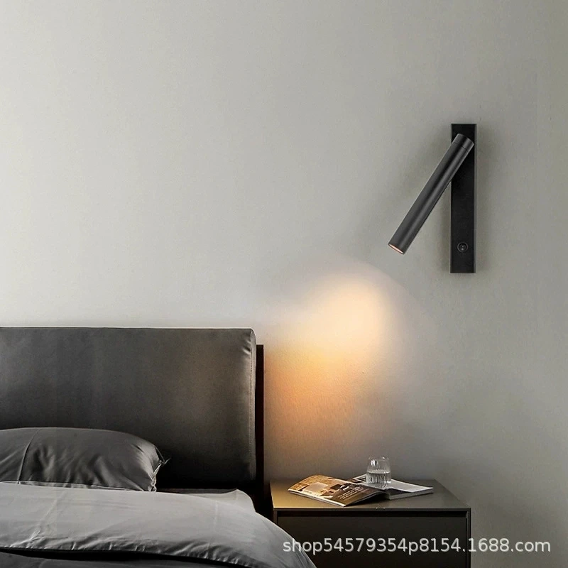 Minimalist Rotate Wall Sconce with Switch Home Decor Study Bedroom Bedside Reading Lamp Spotlight LED Adjustable Angle Wall Lamp