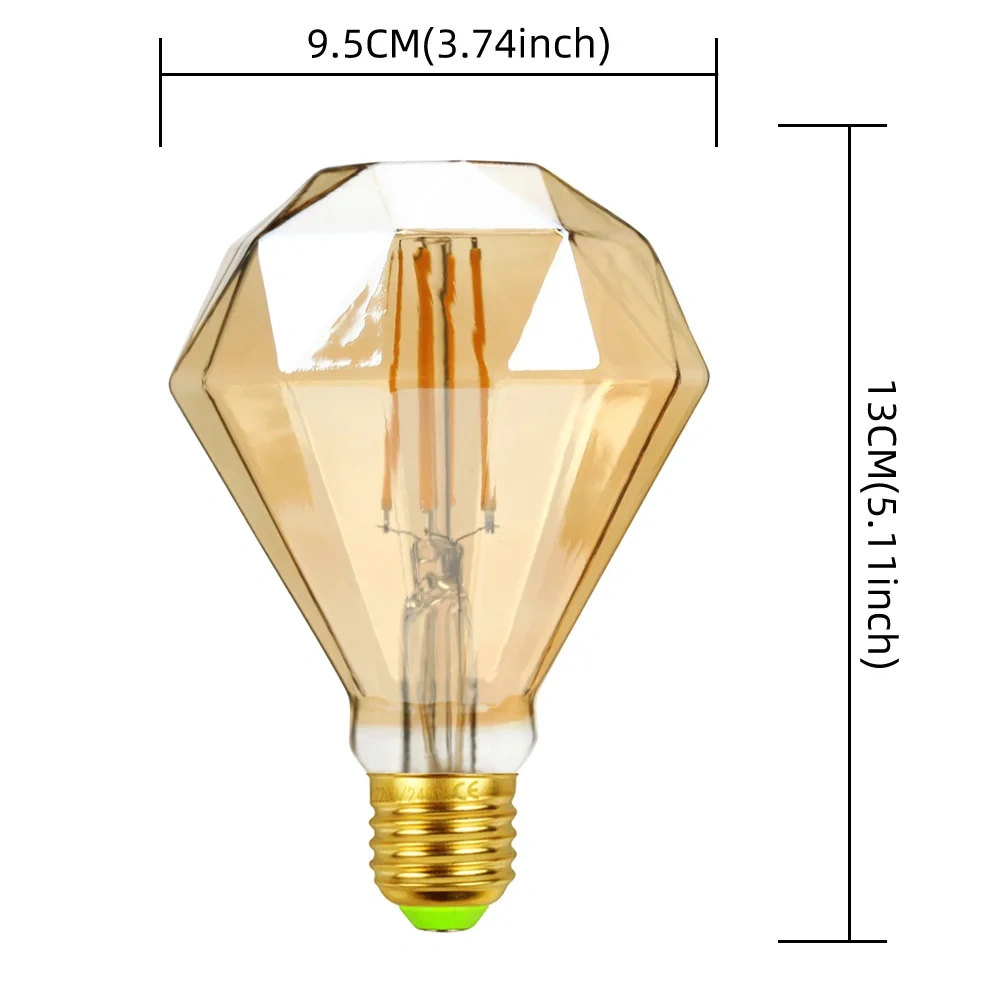 Edison Retro LED Bulb, E27 Antique LED Filament Lamp 4W Decorative Bulb Amber Glass Antique Lamp 2700K NON Dimmable