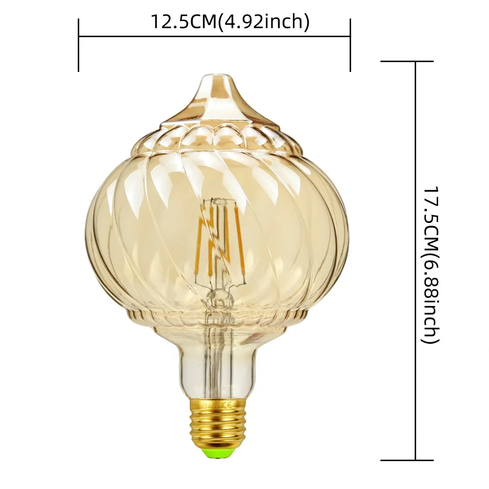 Edison Retro LED Bulb, E27 Antique LED Filament Lamp 4W Decorative Bulb Amber Glass Antique Lamp 2700K NON Dimmable