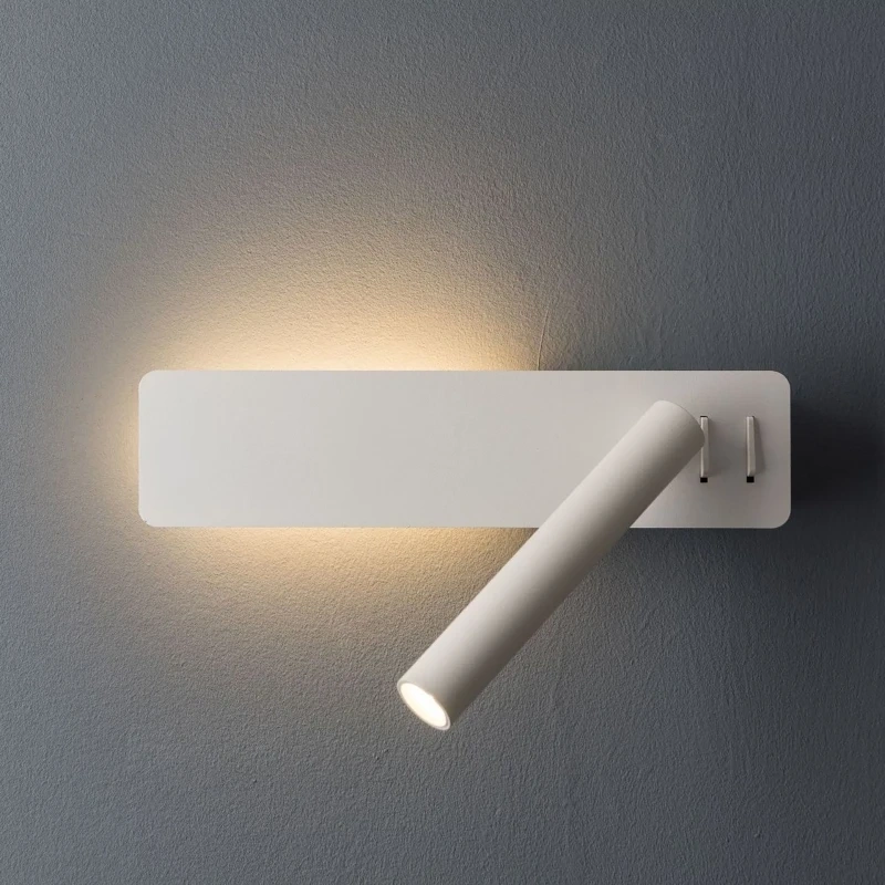 LED Wall Lamp Reading Light for Bedroom Hotel Headboard Night Book Lamp Rotation Bedside Wall sconce with 3W Spot Led Light
