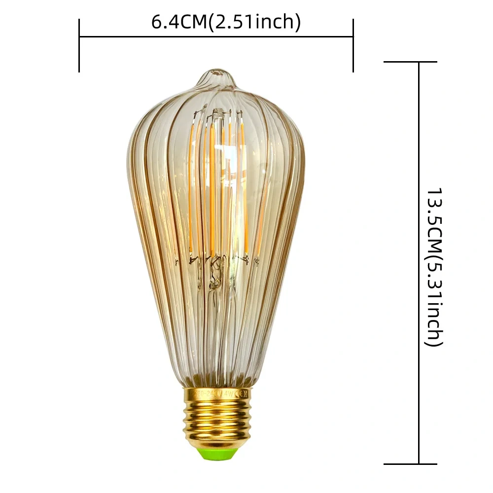 Edison Retro LED Bulb, E27 Antique LED Filament Lamp 4W Decorative Bulb Amber Glass Antique Lamp 2700K NON Dimmable