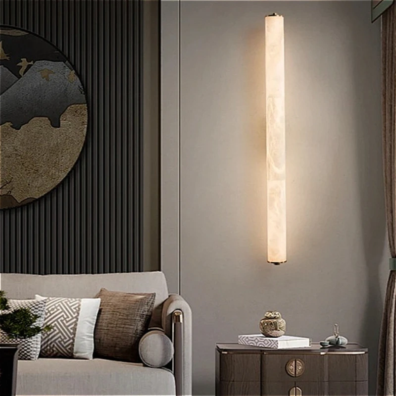 2025 Full Copper Spanish Natural Snowflake Marble LED Wall Lamp Modern Light Luxury Living Room Bedroom Bedside Balcony Lighting