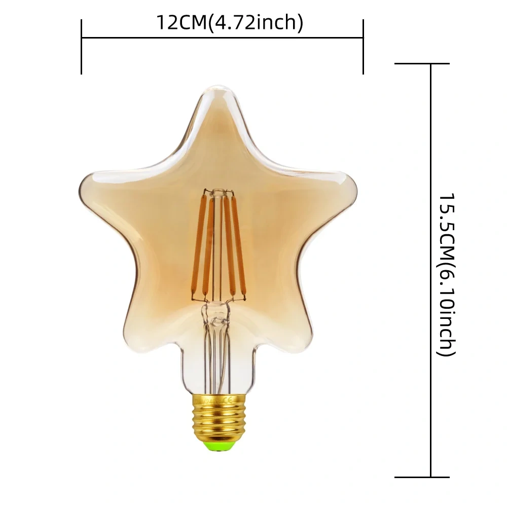 Edison Retro LED Bulb, E27 Antique LED Filament Lamp 4W Decorative Bulb Amber Glass Antique Lamp 2700K NON Dimmable