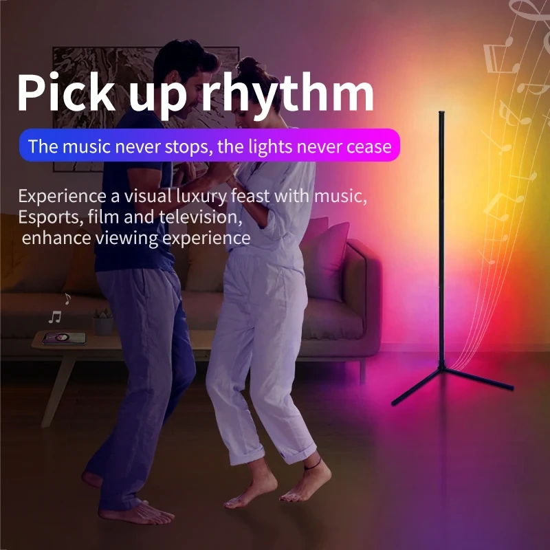 155CM RGB Dream Color Floor Lamp with Music Sync Modern 16 Million Color Changing Standing Mood Light For Bedroom Living Room