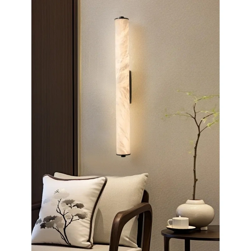 2025 Full Copper Spanish Natural Snowflake Marble LED Wall Lamp Modern Light Luxury Living Room Bedroom Bedside Balcony Lighting