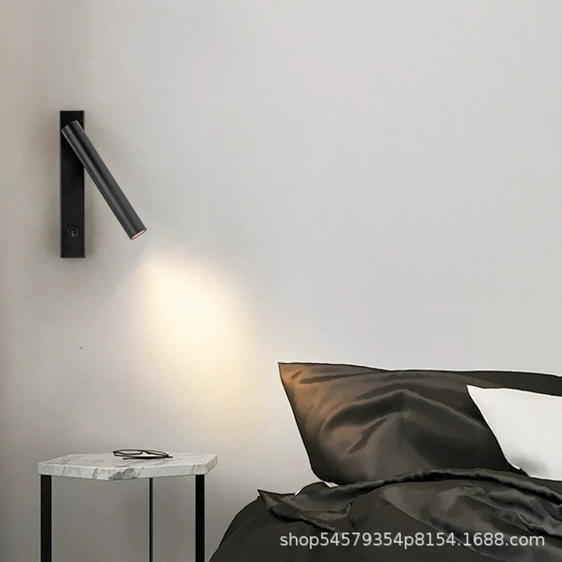 Minimalist Rotate Wall Sconce with Switch Home Decor Study Bedroom Bedside Reading Lamp Spotlight LED Adjustable Angle Wall Lamp