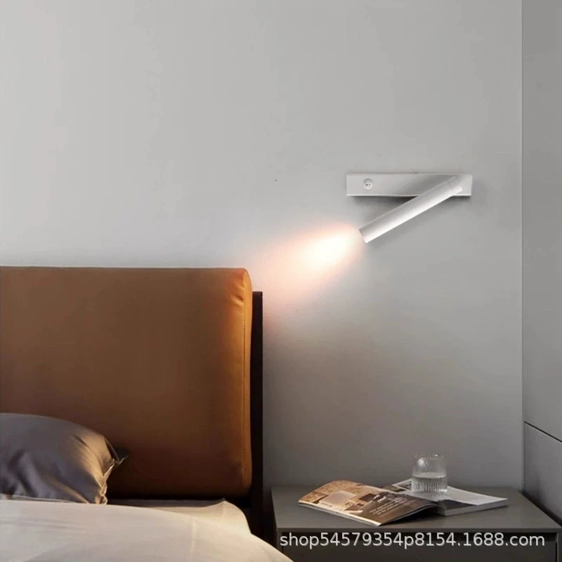 Minimalist Rotate Wall Sconce with Switch Home Decor Study Bedroom Bedside Reading Lamp Spotlight LED Adjustable Angle Wall Lamp