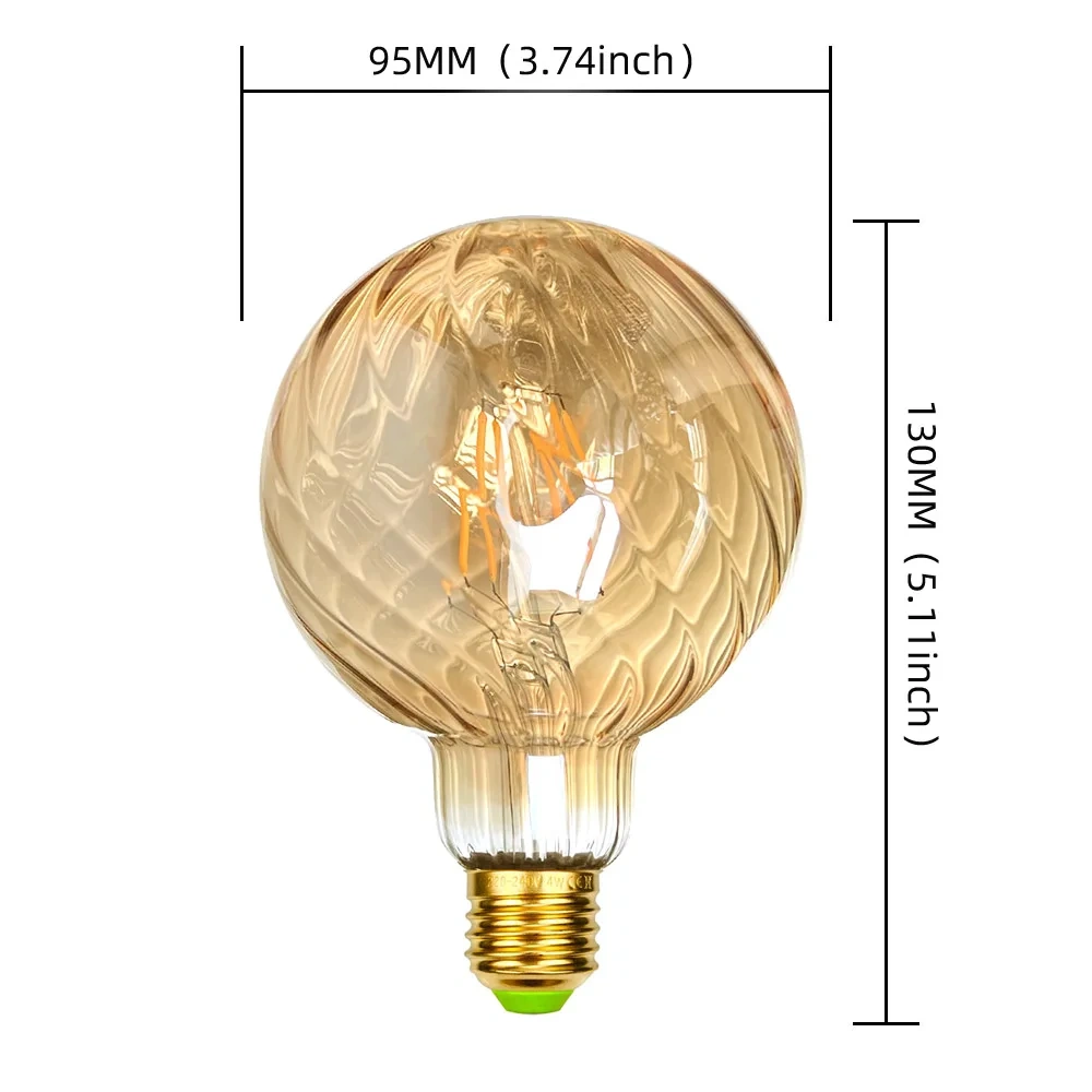 Edison Retro LED Bulb, E27 Antique LED Filament Lamp 4W Decorative Bulb Amber Glass Antique Lamp 2700K NON Dimmable