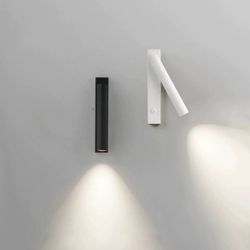 Minimalist Rotate Wall Sconce with Switch Home Decor Study Bedroom Bedside Reading Lamp Spotlight LED Adjustable Angle Wall Lamp