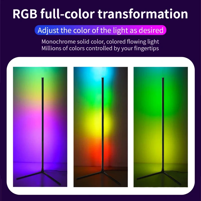 155CM RGB Dream Color Floor Lamp with Music Sync Modern 16 Million Color Changing Standing Mood Light For Bedroom Living Room