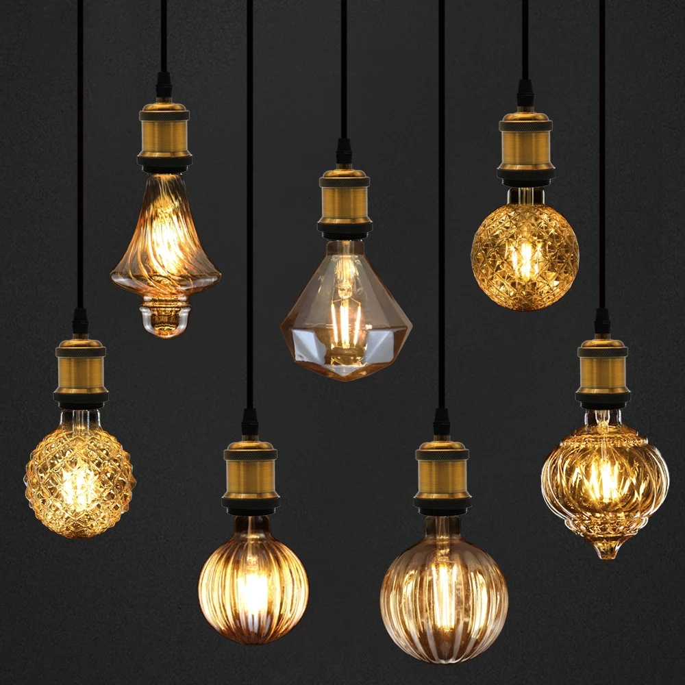 1PC Edison Retro LED Bulb, E27 Antique LED Filament Lamp 4W Decorative Bulb Amber Glass Antique Lamp 2700K NON Dimmable