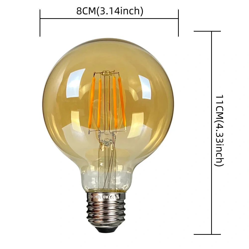 1PC Edison Retro LED Bulb, E27 Antique LED Filament Lamp 4W Decorative Bulb Amber Glass Antique Lamp 2700K NON Dimmable