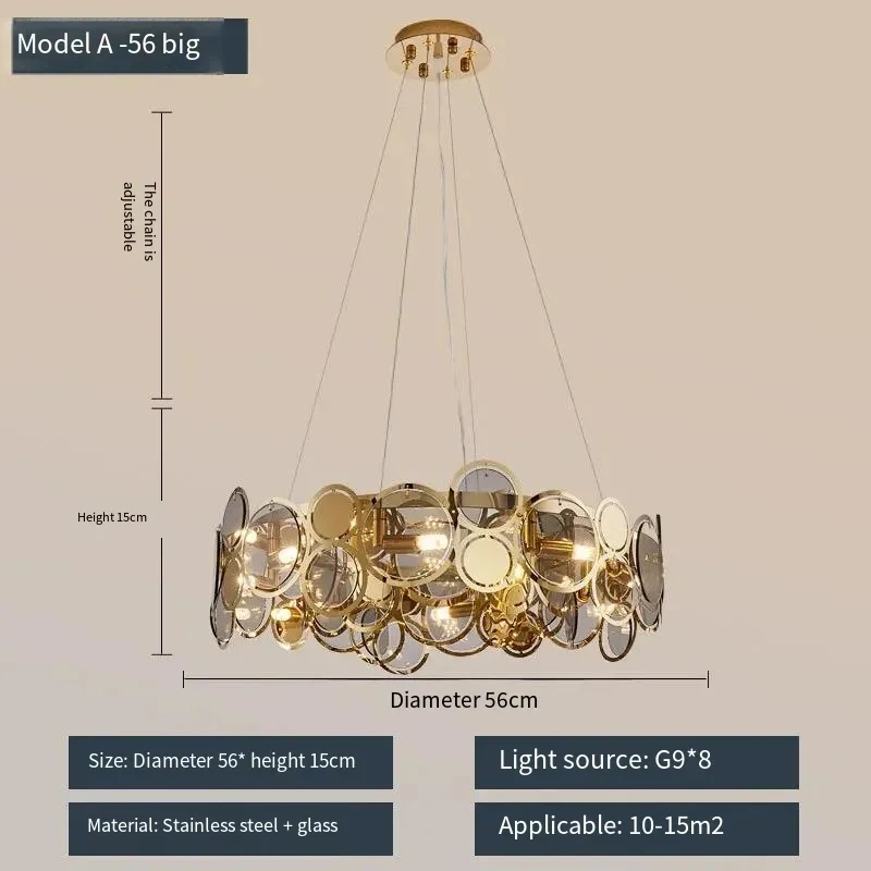 Nordic Luxury Gold Crystal Chandeliers Round Ring Led Pendant Lamp for Living Room Lustre Salon Design Luxe Home Decor Lighting