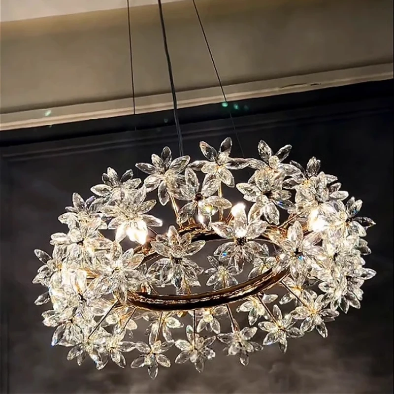 2025 New Living Room Crystal Chandelier Light Luxury Atmosphere Advanced Sense Of Living Room Lamp Dining Room