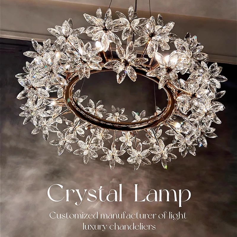 2025 New Living Room Crystal Chandelier Light Luxury Atmosphere Advanced Sense Of Living Room Lamp Dining Room