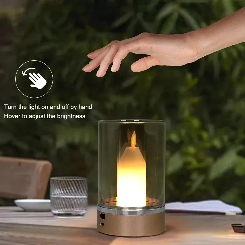 Rechargeable LED Candle Night Light Flameless Wick Candles Light Birthday Wedding Christmas Church Atmosphere Manual Sensor lamp