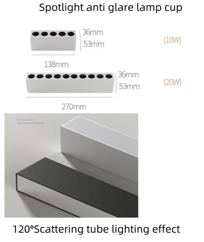 Surface mounted floodlight/spotlight line spotlights with non perforated ceiling design 10W20W, 85-265V