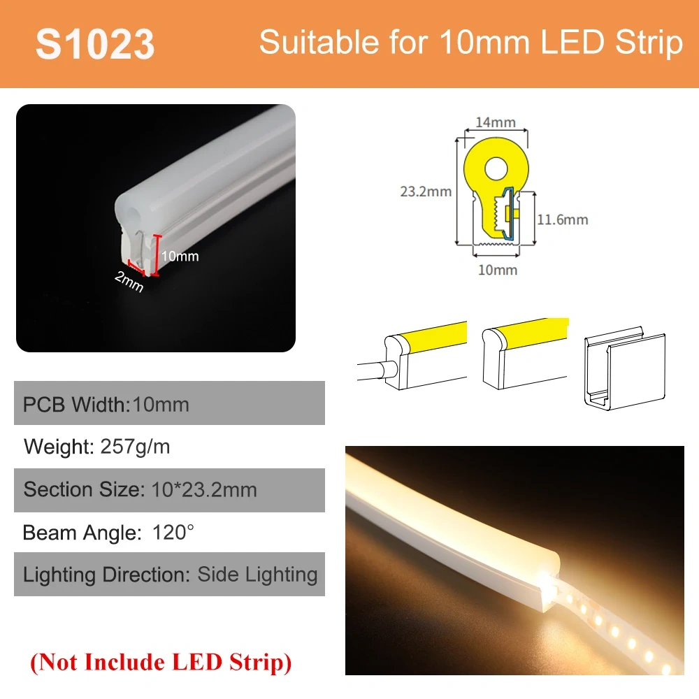 Sliding Channel Break-Resistant LED Diffuser Flexible Led Strip Silicone Sleeve Neon Tube IP67 Waterproof For RGB Strip