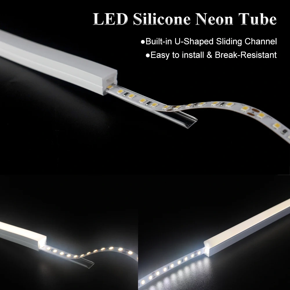Sliding Channel Break-Resistant LED Diffuser Flexible Led Strip Silicone Sleeve Neon Tube IP67 Waterproof For RGB Strip