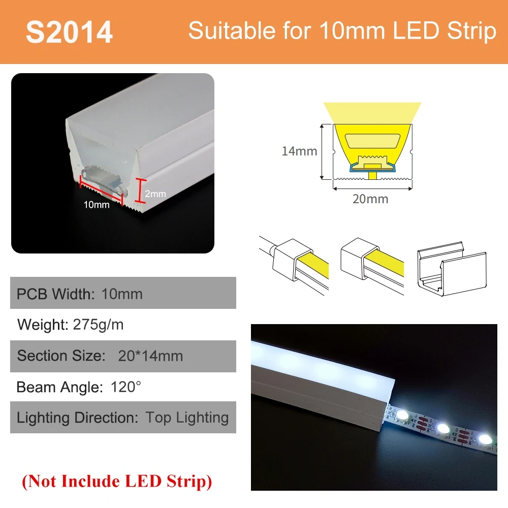 Sliding Channel Break-Resistant LED Diffuser Flexible Led Strip Silicone Sleeve Neon Tube IP67 Waterproof For RGB Strip