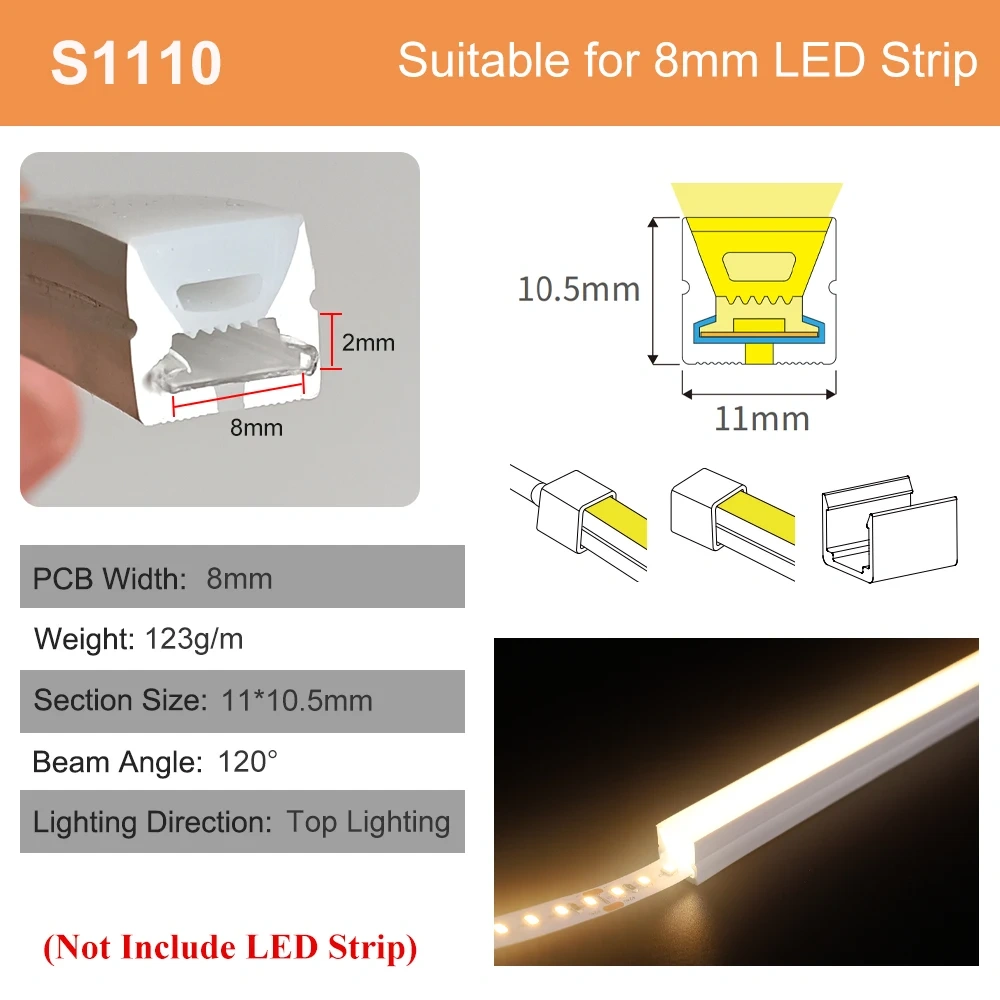 Sliding Channel Break-Resistant LED Diffuser Flexible Led Strip Silicone Sleeve Neon Tube IP67 Waterproof For RGB Strip
