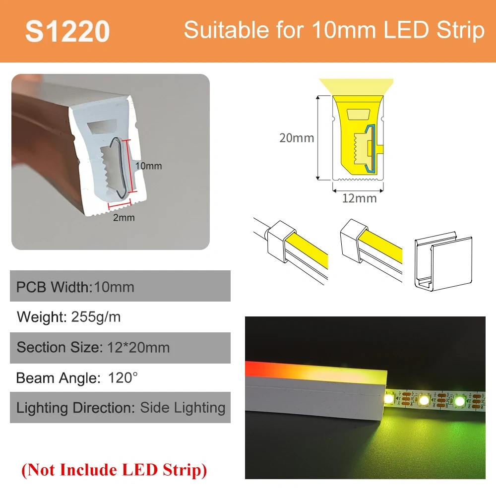 Sliding Channel Break-Resistant LED Diffuser Flexible Led Strip Silicone Sleeve Neon Tube IP67 Waterproof For RGB Strip