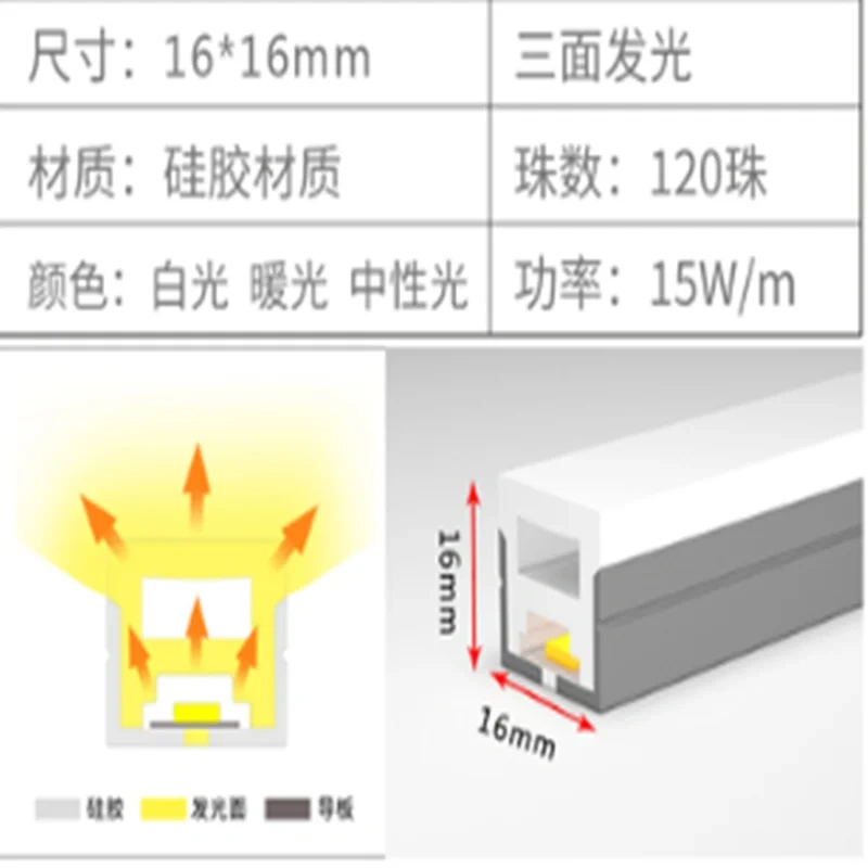 Silicone Silica Gel Soft Lamp Tube DC12V 24V Waterproof IP68 Neon Rope LED Light Band