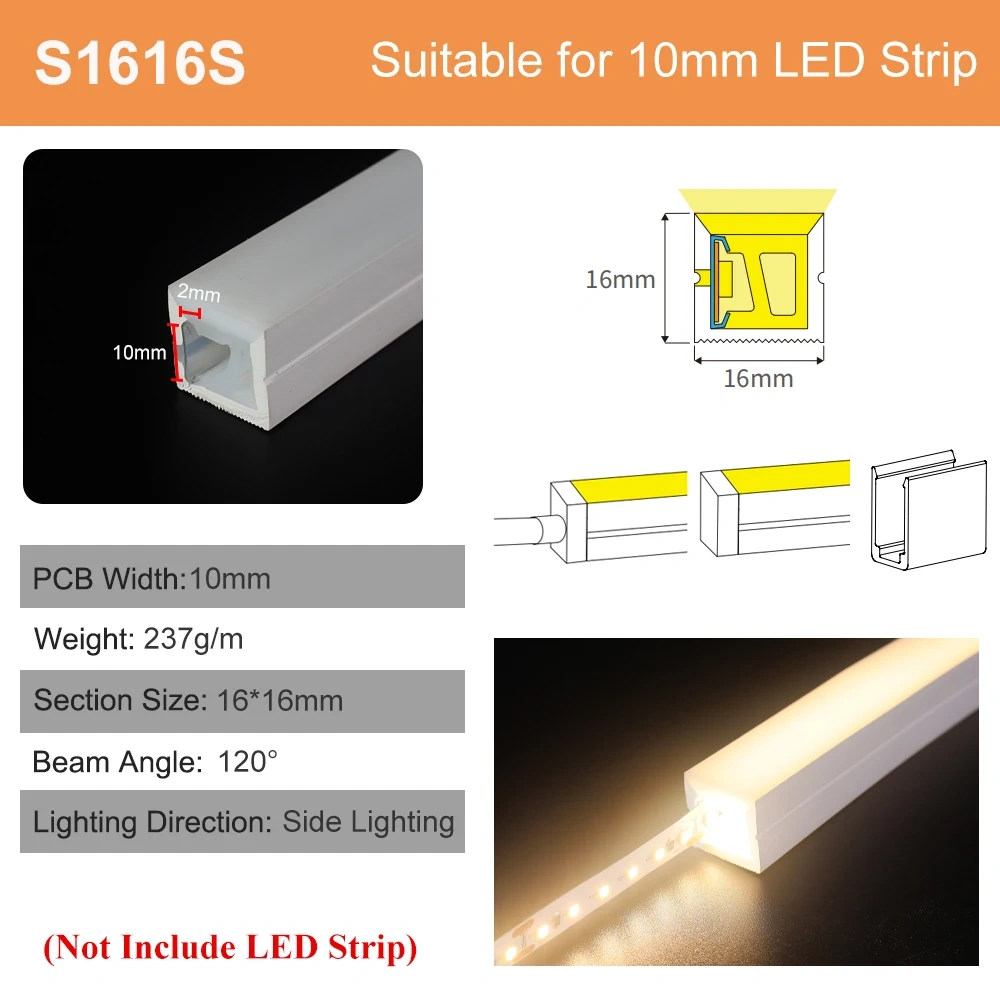 Sliding Channel Break-Resistant LED Diffuser Flexible Led Strip Silicone Sleeve Neon Tube IP67 Waterproof For RGB Strip