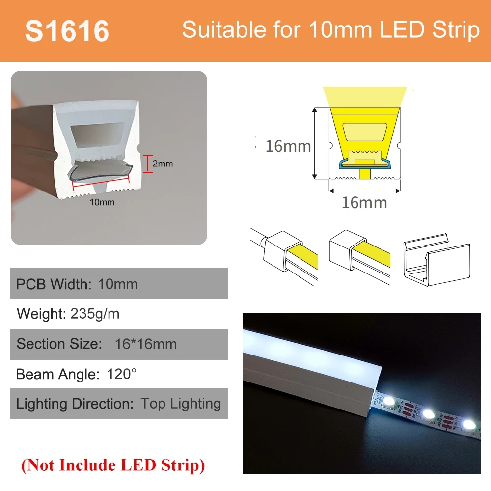 Sliding Channel Break-Resistant LED Diffuser Flexible Led Strip Silicone Sleeve Neon Tube IP67 Waterproof For RGB Strip