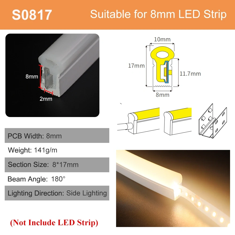 Sliding Channel Break-Resistant LED Diffuser Flexible Led Strip Silicone Sleeve Neon Tube IP67 Waterproof For RGB Strip