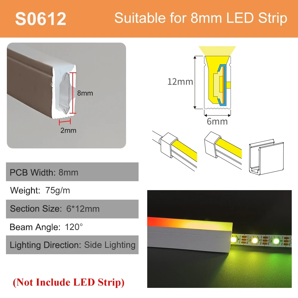 Sliding Channel Break-Resistant LED Diffuser Flexible Led Strip Silicone Sleeve Neon Tube IP67 Waterproof For RGB Strip