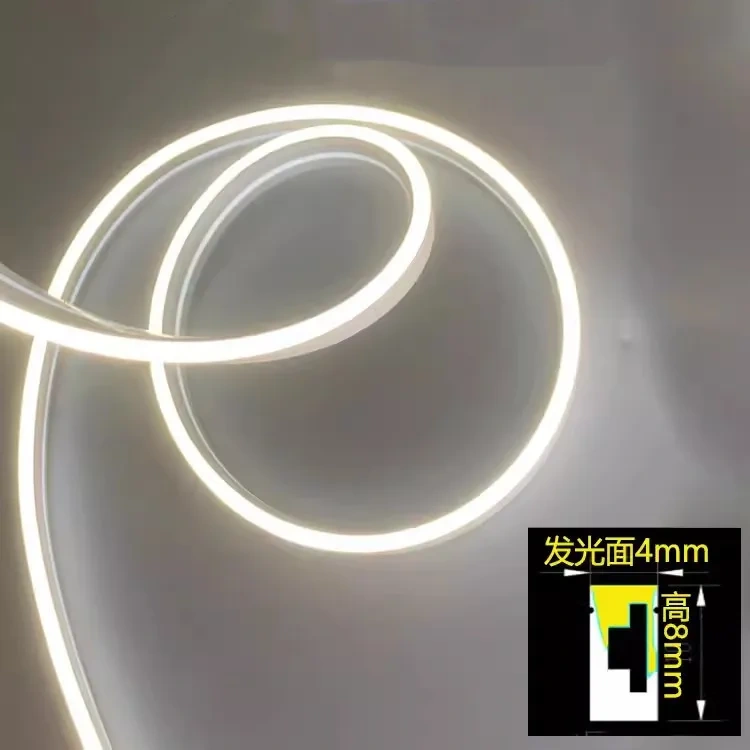 12V/24V Narrow Silicone Neon Tube Strip Light Embedded Flexible Silicon Gel Lamp for Aluminum Profile Cabinet Channel Baseboard