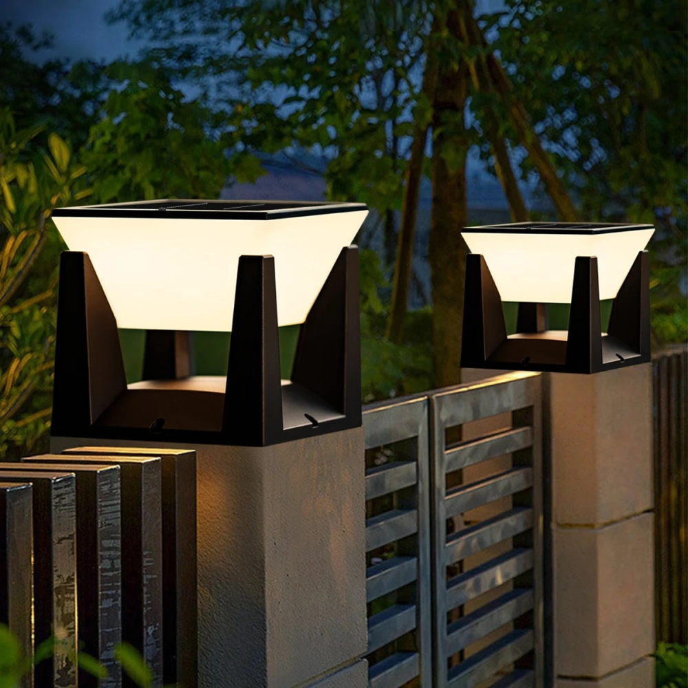 Solar Fence Deck Cap Lamp Outdoor Solar Post Pillar Lights Waterproof Landscape Column Lighting for Flat Surface Patio Yard Gard