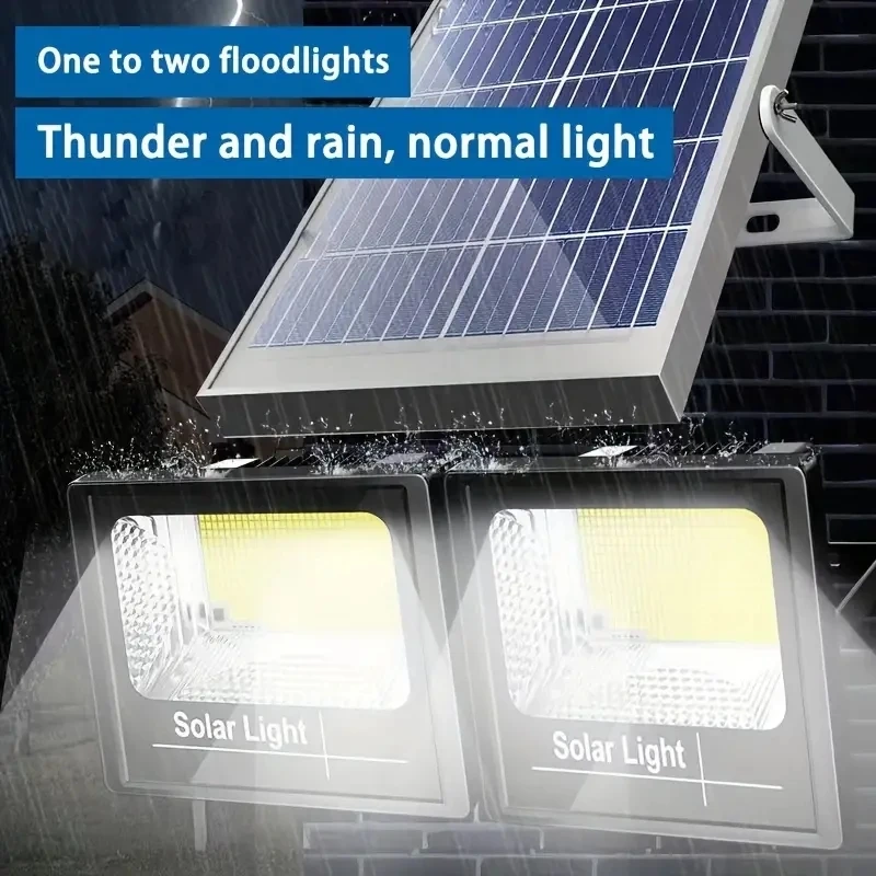 400W Led Solar Light High bright 2 Head Flood Light Waterproof Outdoor Garden wall light with Aluminum solar panel For garden