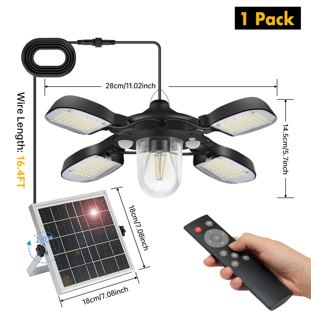 192led Solar Powered Barn Light Solar Shed Light for Indoor and Outdoor 1000LM Dual Motion Sensor Solar Pendant Light For Gazebo