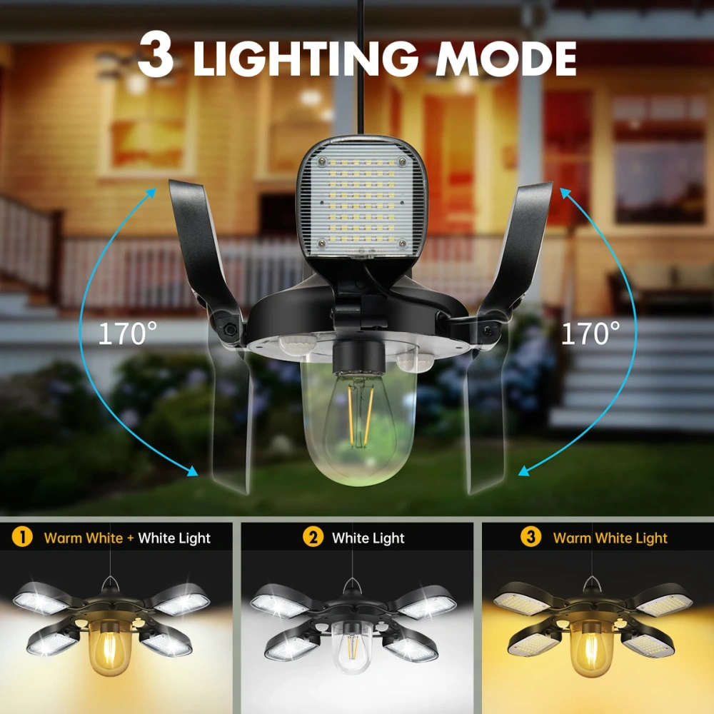 192led Solar Powered Barn Light Solar Shed Light for Indoor and Outdoor 1000LM Dual Motion Sensor Solar Pendant Light For Gazebo