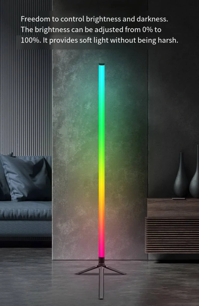 155CM RGB Dream Color Floor Lamp with Music Sync Modern 16 Million Color Changing Standing Mood Light For Bedroom Living Room