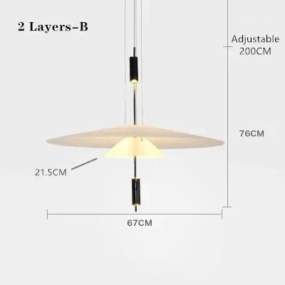 Italian Gold Pole Acrylic Lampshade Villa LED Chandelier Restaurant Bar Exhibition Hall Lighting Simple Layered Pendant Light