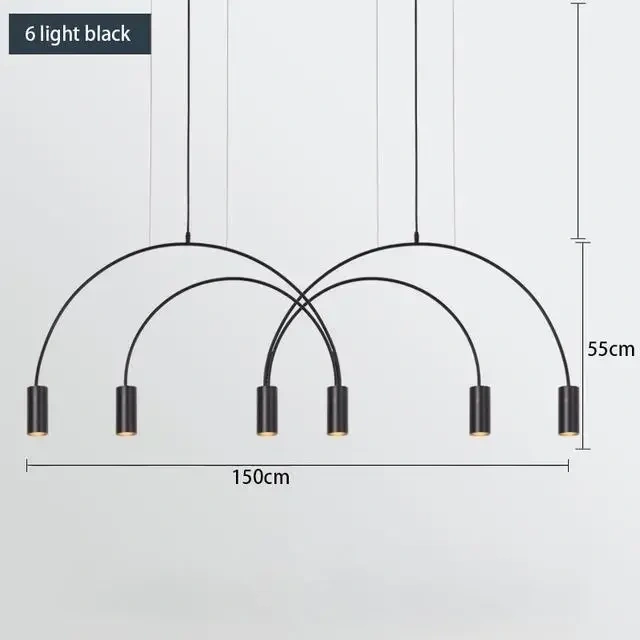 Minimalist Pendant lamp for Home Black Geometric Lines Dining Room Lighting Bedroom Pendant Lights Iron Art Indoor Lighting